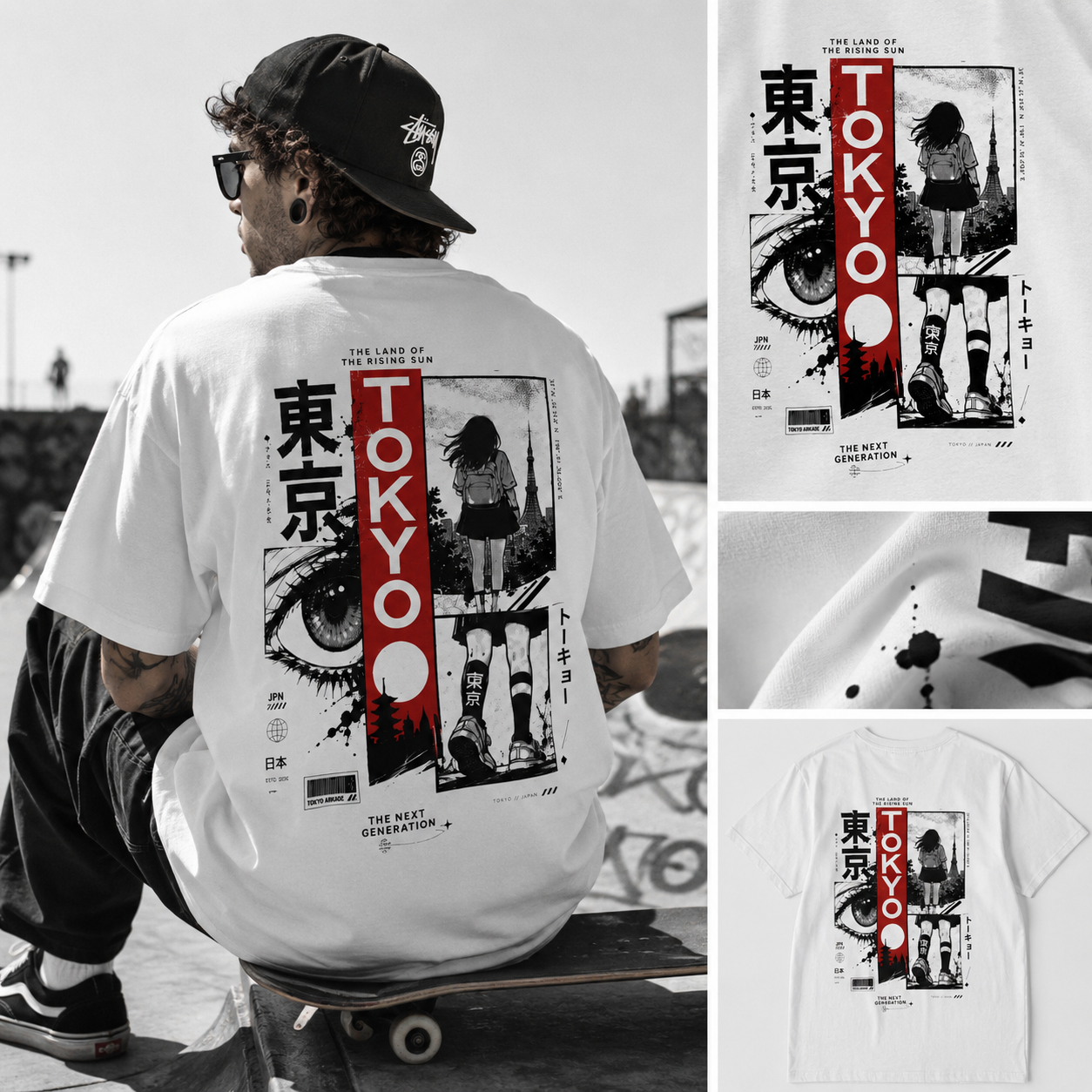 Tokyo Manga Girl T-shirt | Japanese Graphic Eye Collage