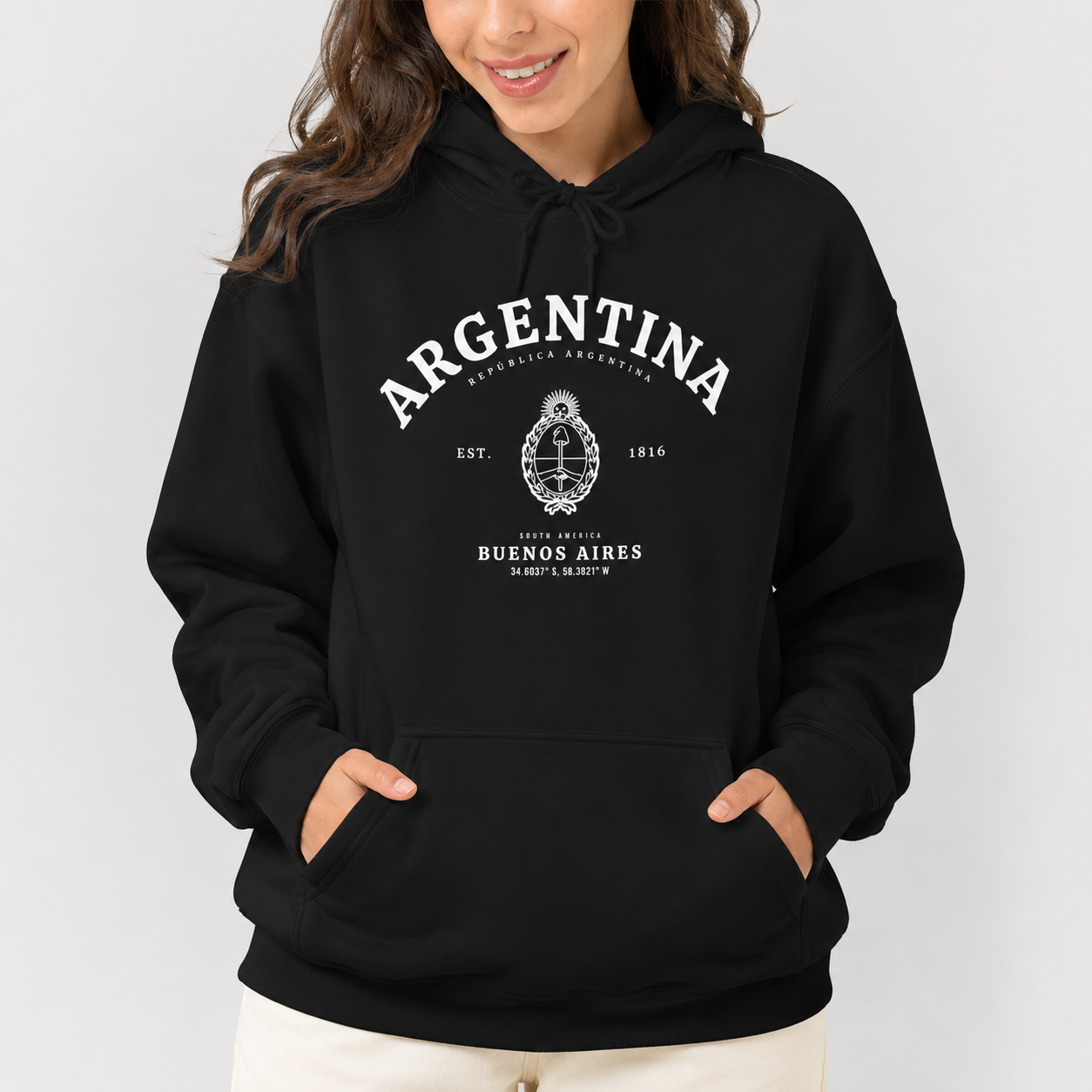 Argentina Crest Hoodie | Buenos Aires Vintage Soccer Emblem view 2